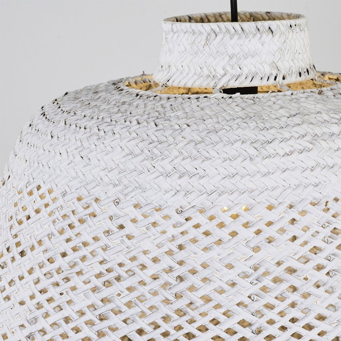Opviq Lámpara de araña Blanca con Tapa de Ratán Opviq Lámpara de araña Blanca con Tapa de Ratán
